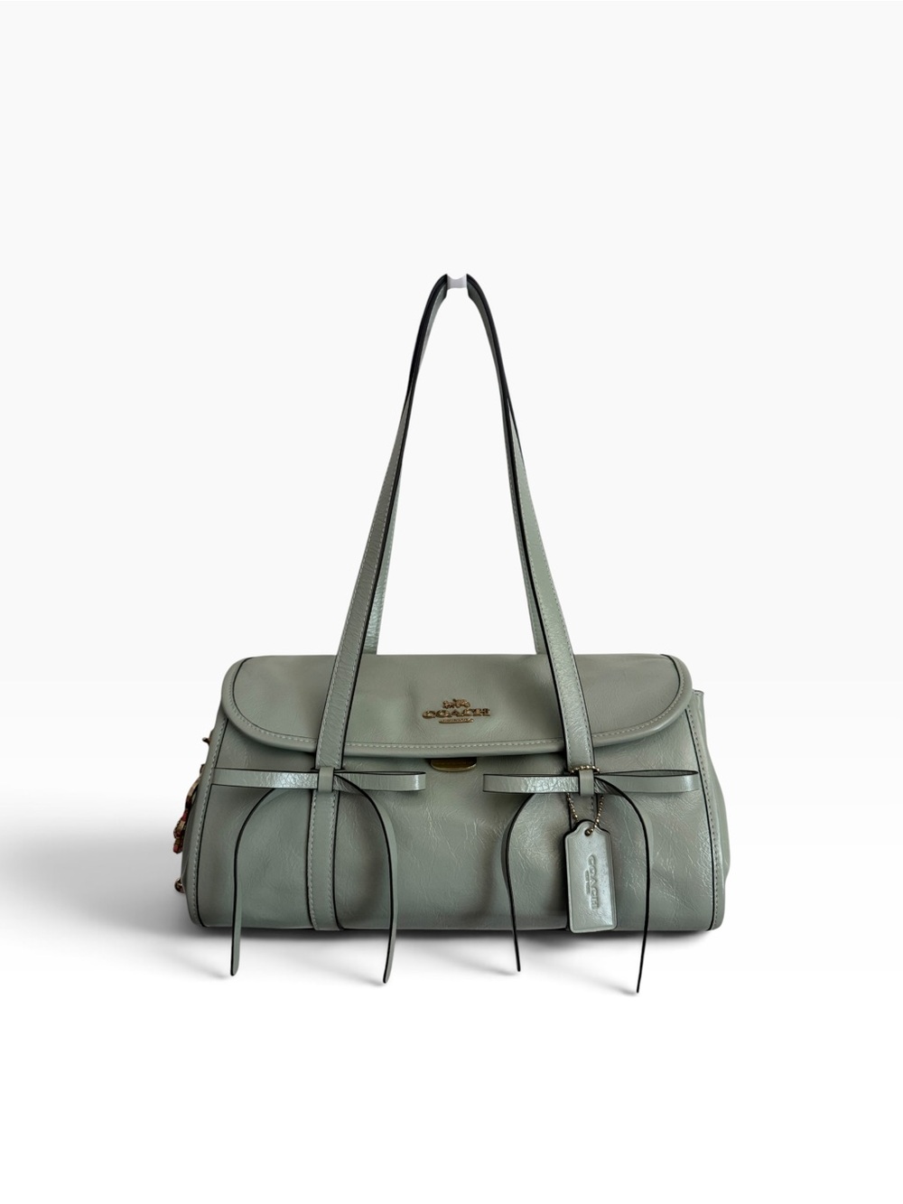 Coach Pistachio Bow Leather Shoulder Bag